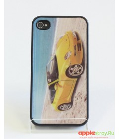 3d Case Чехол на iPhone 4/4s (Yellow-red car)